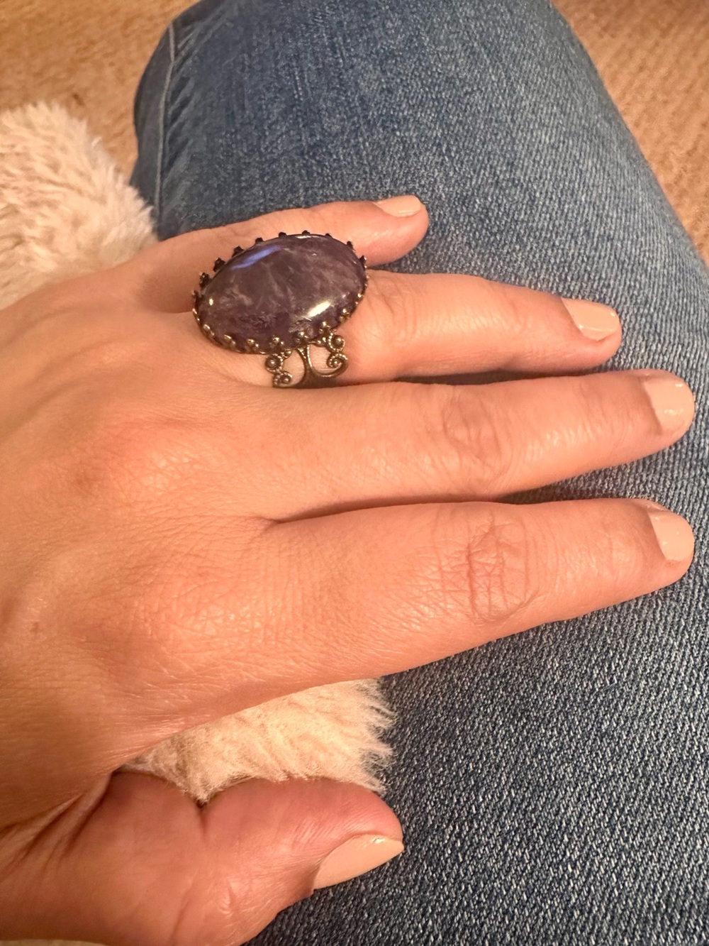 Amethyst Oval Statement Ring - Purple Gemstone Women’s Ring